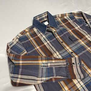 Vintage Wrangler Snap Workshirt Mens 16 1/2 Plaid Inspired Brushpopper Western